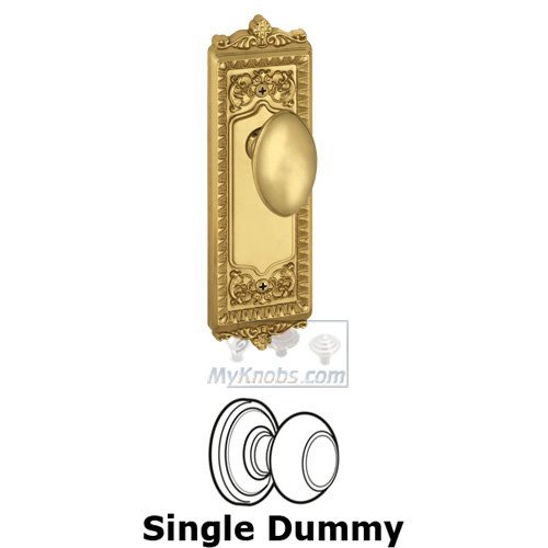 Single Dummy Knob - Windsor Plate with Eden Prairie Door Knob in Polished Brass