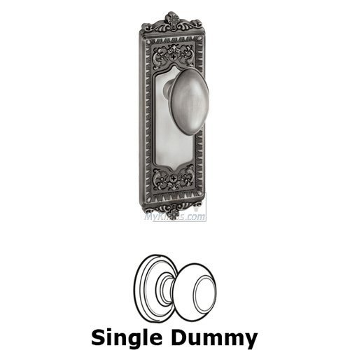 Single Dummy Knob - Windsor Plate with Eden Prairie Door Knob in Antique Pewter