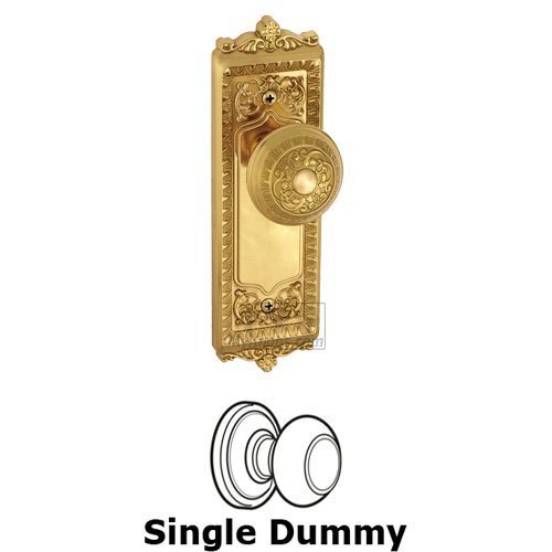 Single Dummy Knob - Windsor Plate with Windsor Door Knob in Polished Brass