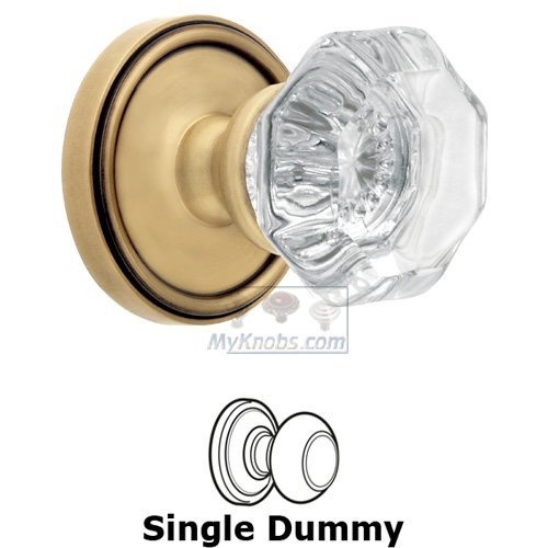 Single Dummy Knob - Georgetown Rosette with Chambord Crystal Door Knob in Vintage Brass
