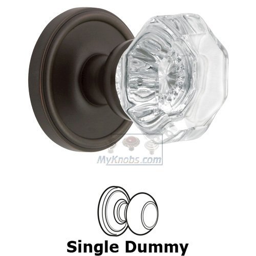 Single Dummy Knob - Georgetown Rosette with Chambord Crystal Door Knob in Timeless Bronze