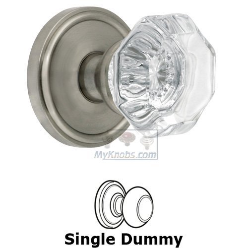 Single Dummy Knob - Georgetown Rosette with Chambord Crystal Door Knob in Satin Nickel