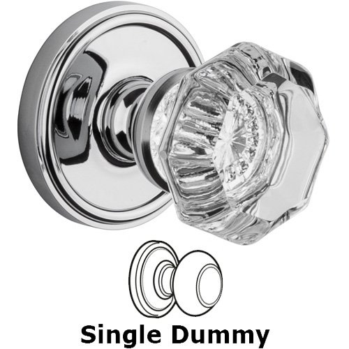 Single Dummy Knob - Georgetown Rosette with Chambord Crystal Door Knob in Bright Chrome