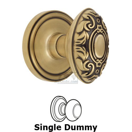 Single Dummy Knob - Georgetown Rosette with Grande Victorian Door Knob in Vintage Brass