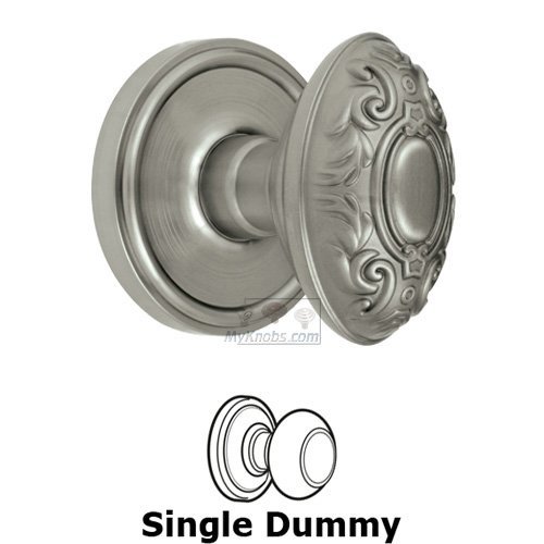 Single Dummy Knob - Georgetown Rosette with Grande Victorian Door Knob in Satin Nickel