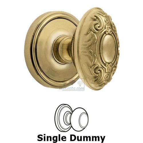 Single Dummy Knob - Georgetown Rosette with Grande Victorian Door Knob in Polished Brass