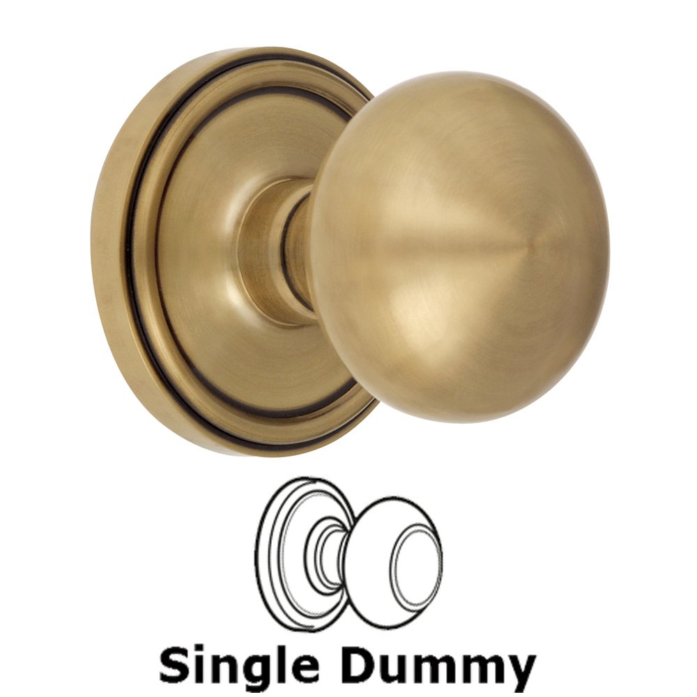 Single Dummy Knob - Georgetown Rosette with Fifth Avenue Door Knob in Vintage Brass