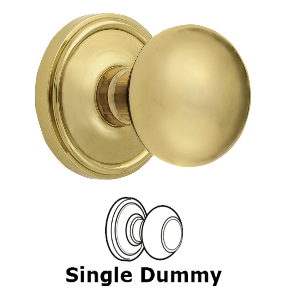 Single Dummy Knob - Georgetown Rosette with Fifth Avenue Door Knob in Polished Brass