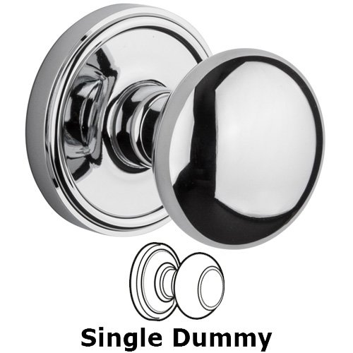 Single Dummy Knob - Georgetown Rosette with Fifth Avenue Door Knob in Bright Chrome