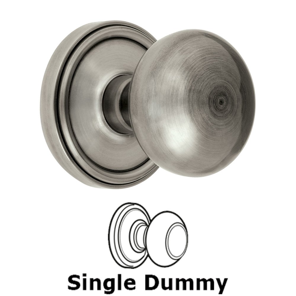 Single Dummy Knob - Georgetown Rosette with Fifth Avenue Door Knob in Antique Pewter