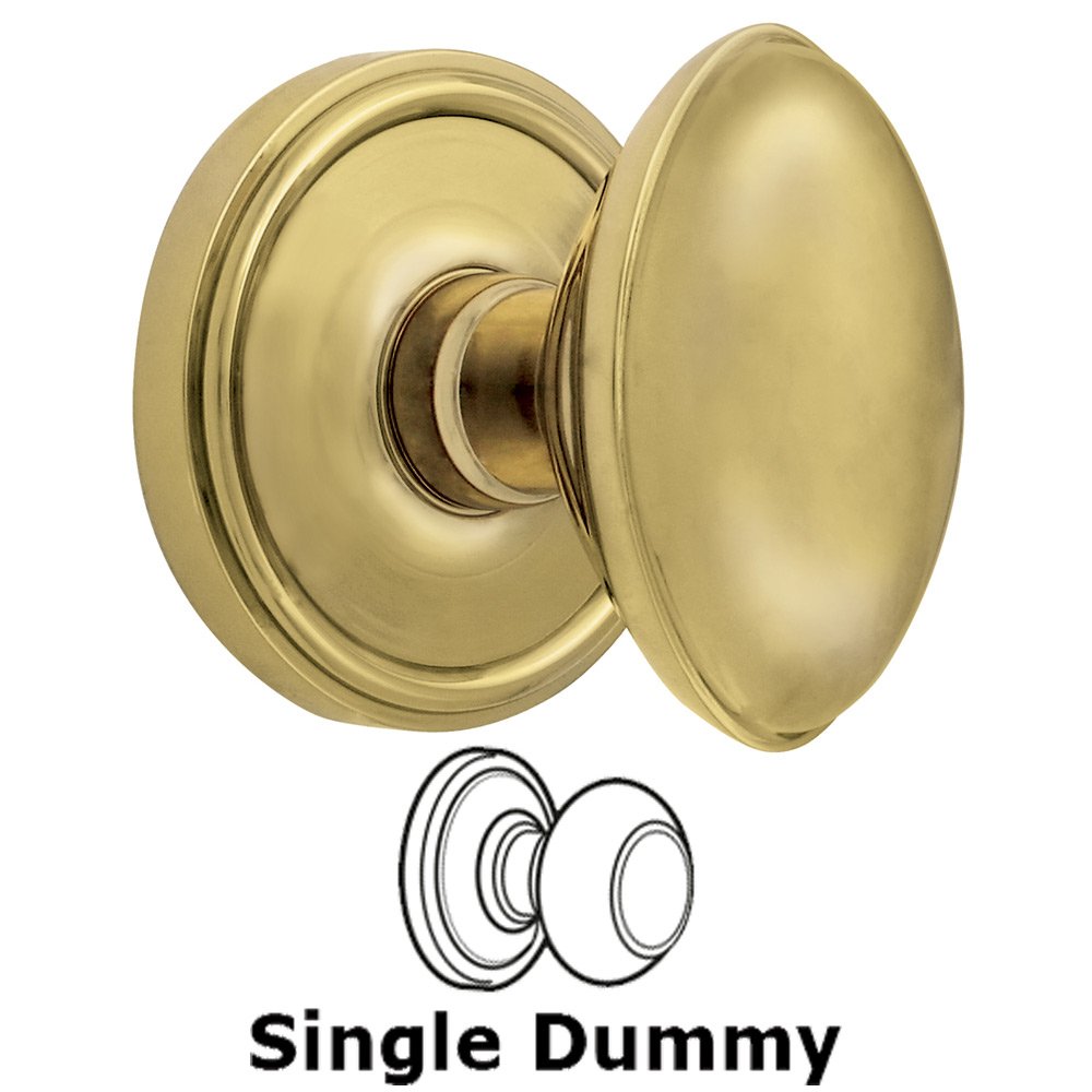 Single Dummy Knob - Georgetown Rosette with Eden Prairie Door Knob in Polished Brass