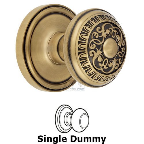 Single Dummy Knob - Georgetown Rosette with Windsor Door Knob in Vintage Brass