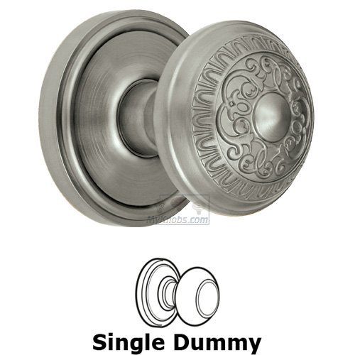 Single Dummy Knob - Georgetown Rosette with Windsor Door Knob in Satin Nickel