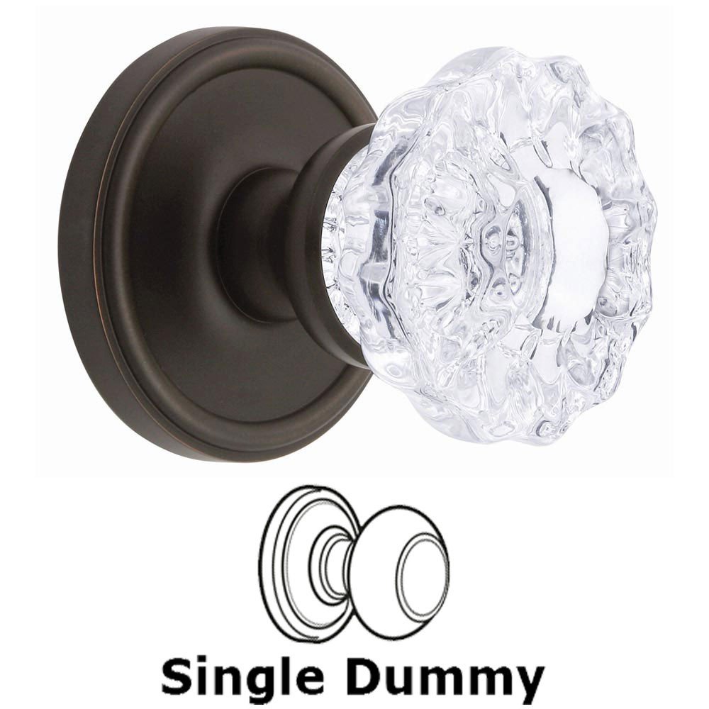 Single Dummy Knob - Georgetown Rosette with Fontainebleau Crystal Door Knob in Timeless Bronze