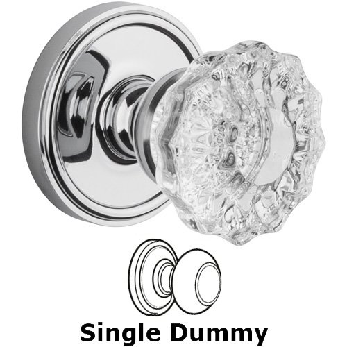 Single Dummy Knob - Georgetown Rosette with Fontainebleau Crystal Door Knob in Bright Chrome