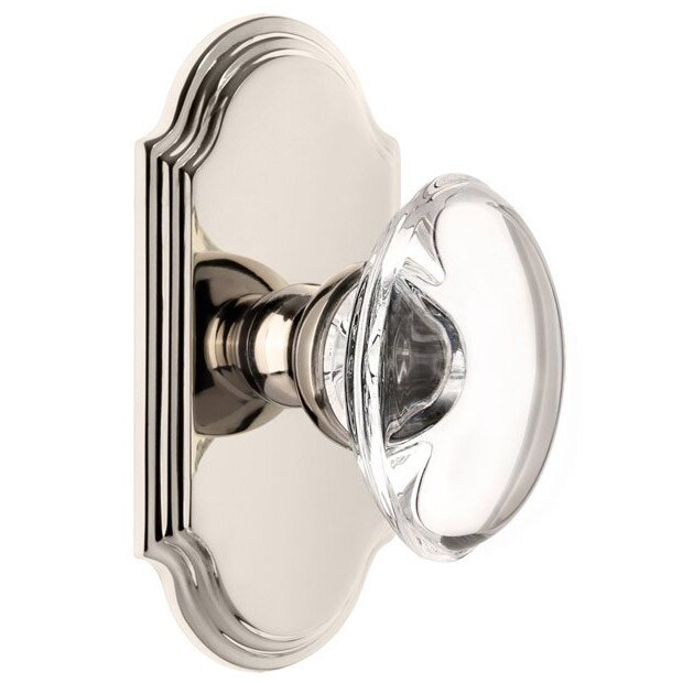 Grandeur Arc Plate Privacy with Provence Crystal Knob in Polished Nickel