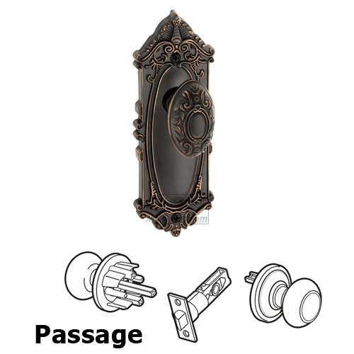 Passage Knob - Grande Victorian Plate with Grande Victorian Door Knob in Timeless Bronze