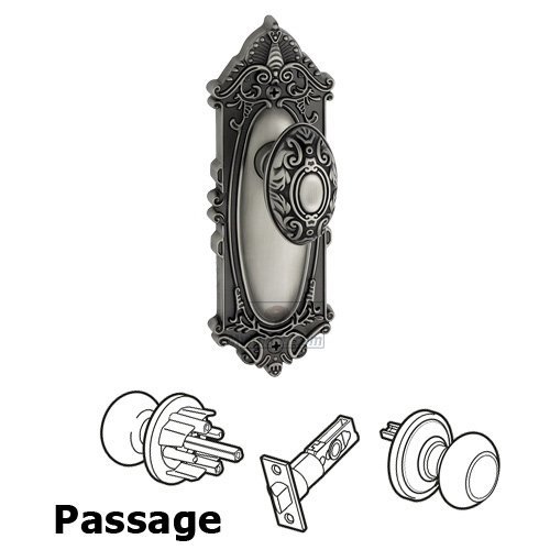 Passage Knob - Grande Victorian Plate with Grande Victorian Door Knob in Antique Pewter