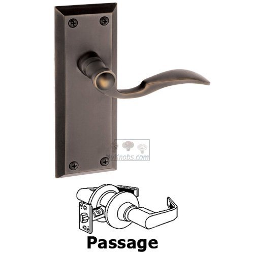 Passage Fifth Avenue Plate with Bellagio Right Handed Lever in Timeless Bronze