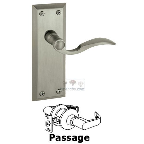 Passage Fifth Avenue Plate with Bellagio Left Handed Lever in Satin Nickel