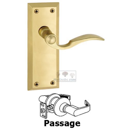 Passage Fifth Avenue Plate with Bellagio Left Handed Lever in Polished Brass