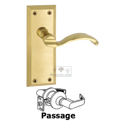 Passage Fifth Avenue Plate with Portofino Right Handed Lever in Polished Brass