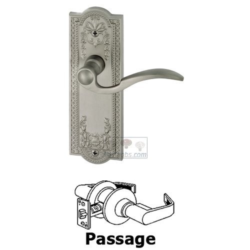 Passage Parthenon Plate with Bellagio Right Handed Lever in Satin Nickel