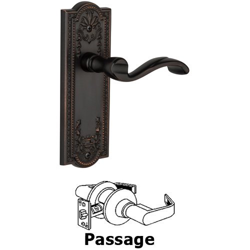 Passage Parthenon Plate with Portofino Left Handed Lever in Timeless Bronze