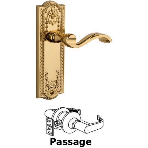 Passage Parthenon Plate with Portofino Left Handed Lever in Polished Brass