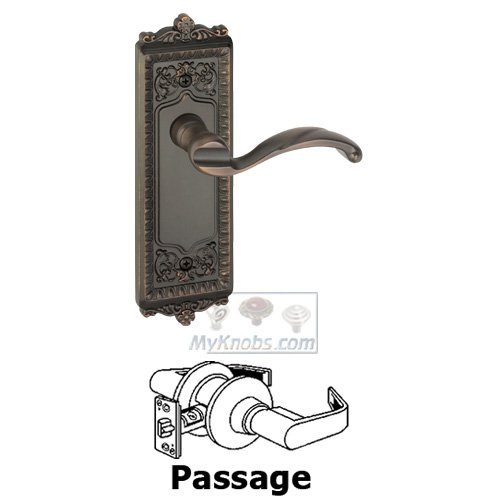 Passage Windsor Plate with Right Handed Portofino Door Lever in Timeless Bronze
