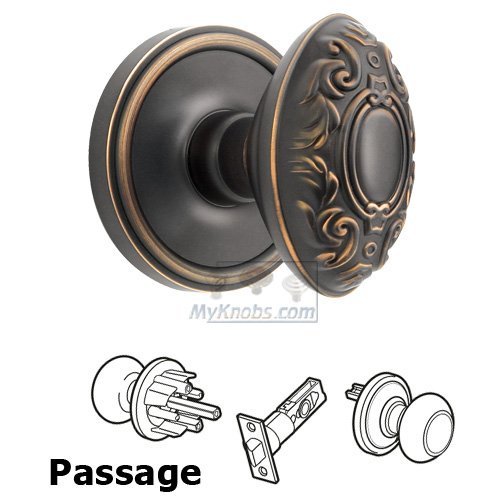 Passage Knob - Georgetown Rosette with Grande Victorian Door Knob in Timeless Bronze