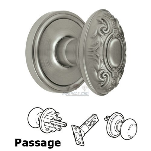 Passage Knob - Georgetown Rosette with Grande Victorian Door Knob in Satin Nickel