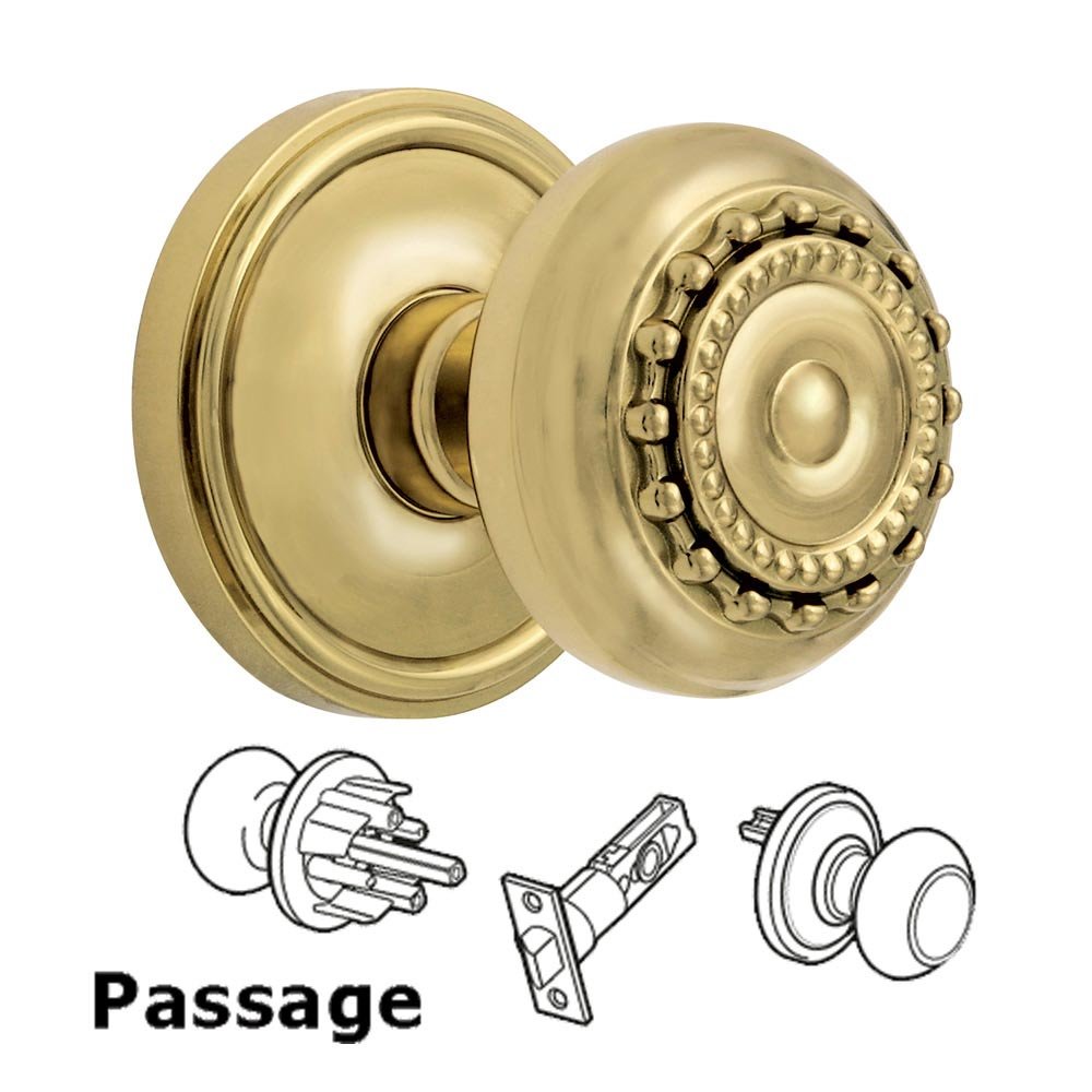 Passage Knob - Georgetown Rosette with Parthenon Door Knob in Polished Brass