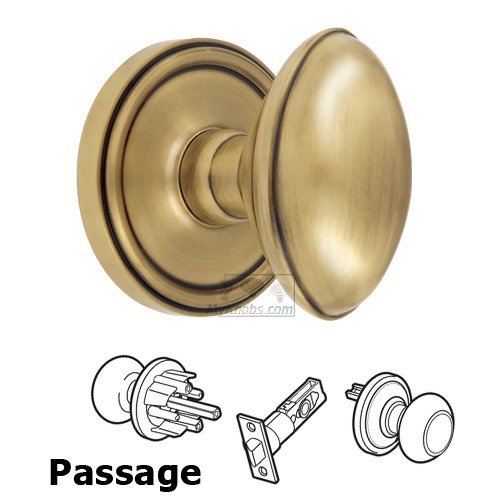 Passage Knob - Georgetown Rosette with Eden Prairie Door Knob in Vintage Brass