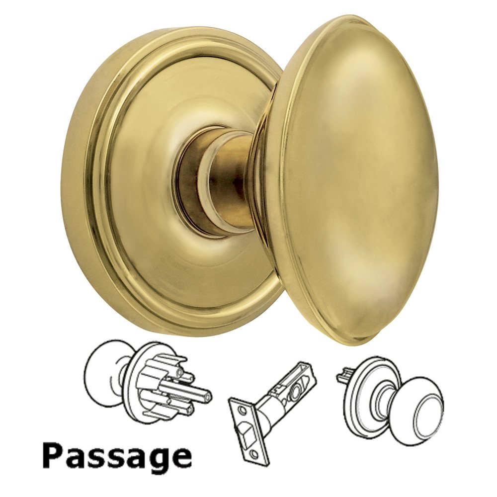 Passage Knob - Georgetown Rosette with Eden Prairie Door Knob in Polished Brass
