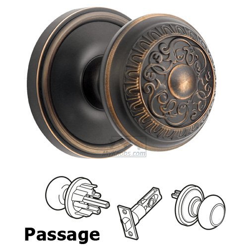 Passage Knob - Georgetown Rosette with Windsor Door Knob in Timeless Bronze