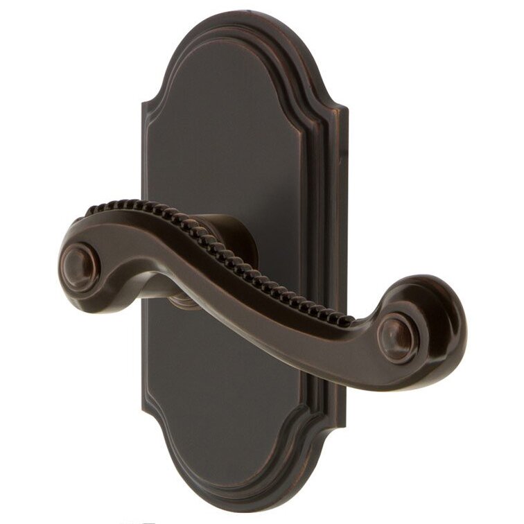 Privacy Arc Plate with Right Handed Newport Lever in Timeless Bronze