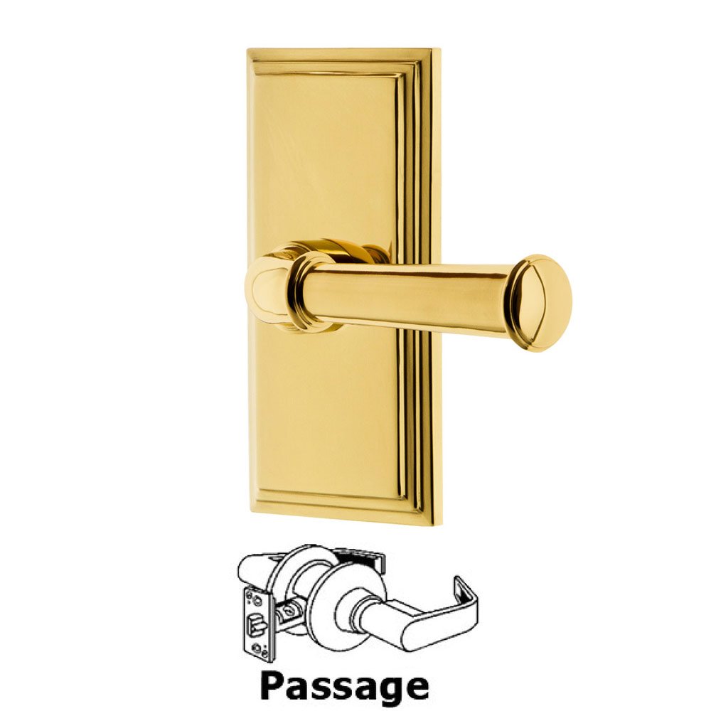 Passage Carre Plate with Georgetown Lever in Polished Brass