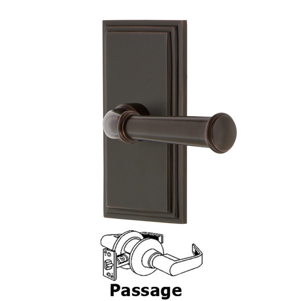 Passage Carre Plate with Georgetown Lever in Timeless Bronze