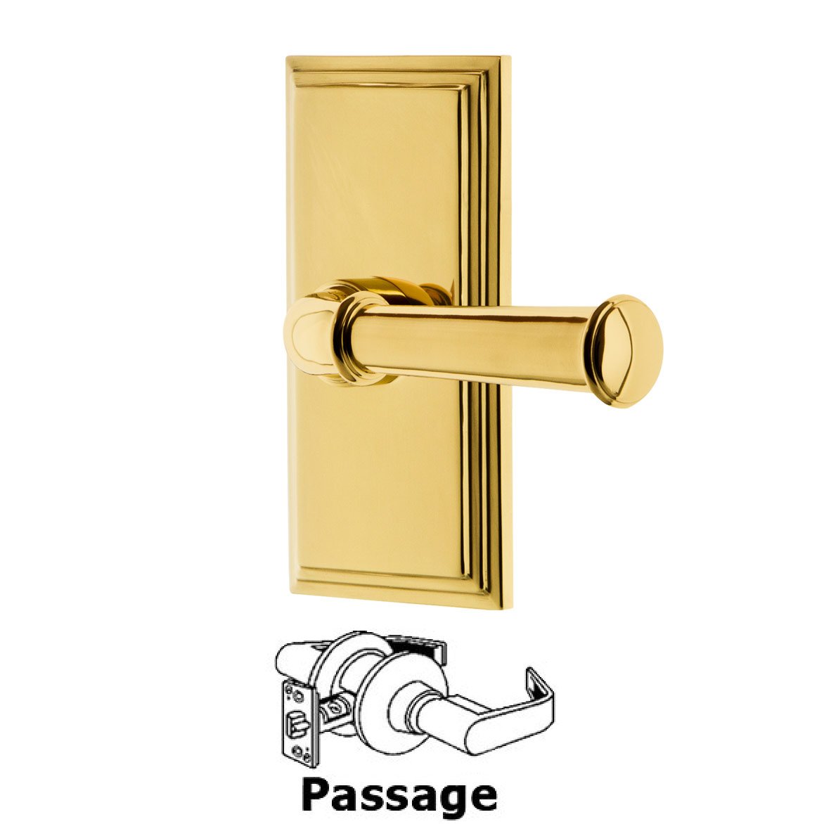 Passage Carre Plate with Georgetown Lever in Lifetime Brass