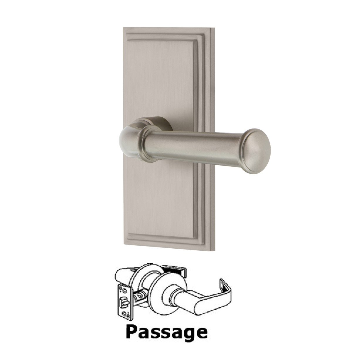 Passage Carre Plate with Georgetown Lever in Satin Nickel