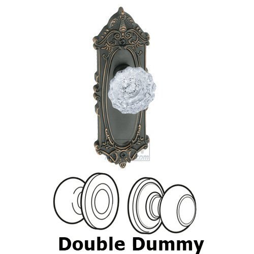 Double Dummy Knob - Grande Victorian Plate with Versailles Crystal Door Knob in Timeless Bronze