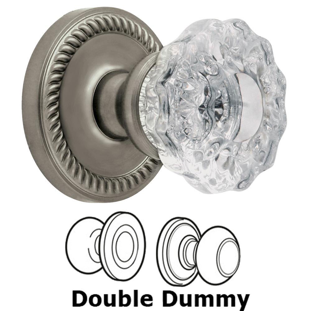 Double Dummy Knob - Newport Rosette with Versailles Crystal Door Knob in Satin Nickel