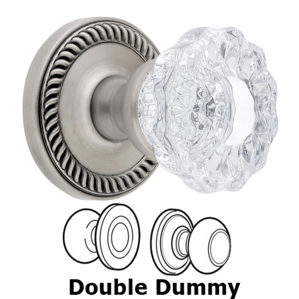 Double Dummy Knob - Newport Rosette with Versailles Crystal Door Knob in Antique Pewter