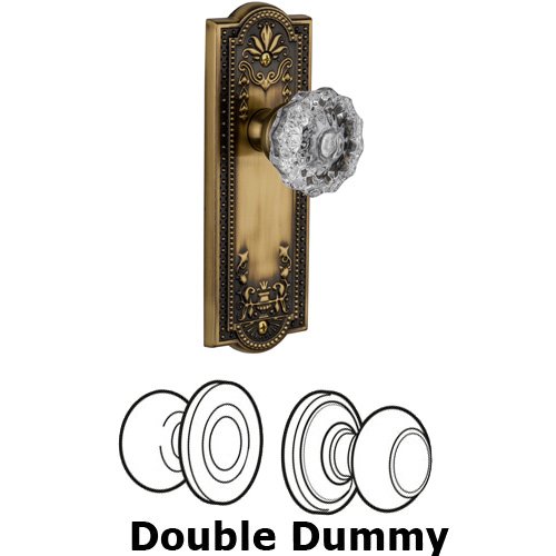 Double Dummy Knob - Parthenon Plate with Versailles Door Knob in Vintage Brass