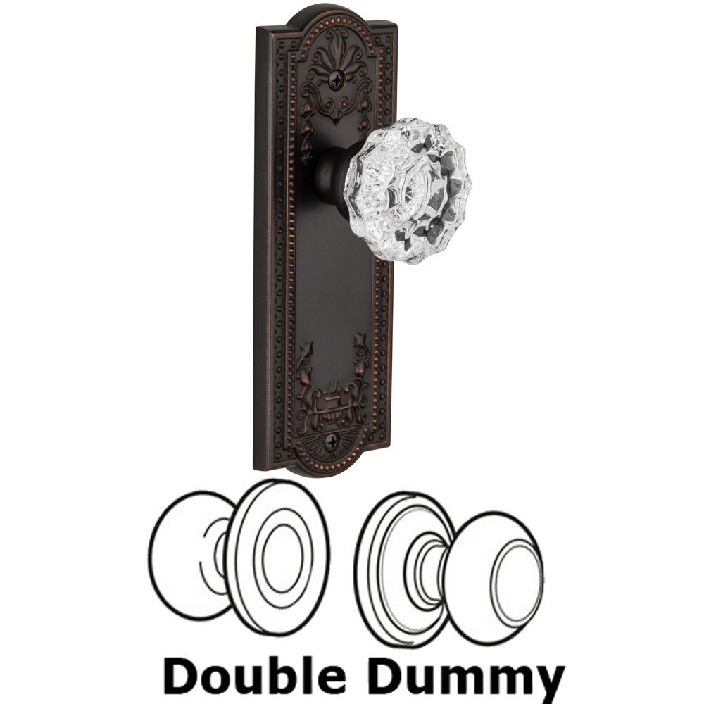 Double Dummy Knob - Parthenon Rosette with Versailles Crystal Door Knob in Timeless Bronze