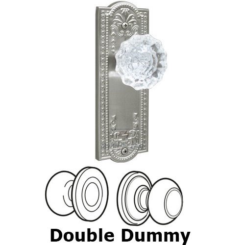 Double Dummy Knob - Parthenon Plate with Versailles Crystal Door Knob in Satin Nickel