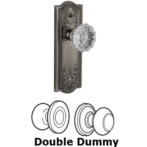 Double Dummy Knob - Parthenon Plate with Versailles Door Knob in Antique Pewter