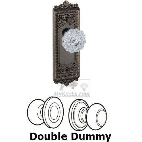 Double Dummy Knob - Windsor Plate with Versailles Crystal Door Knob in Timeless Bronze