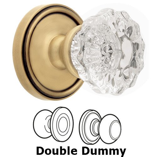 Double Dummy Knob - Georgetown Rosette with Versailles Door Knob in Vintage Brass